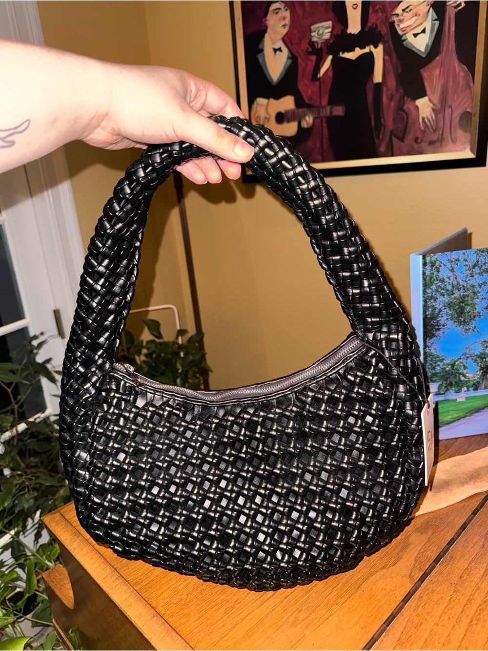 Sincerly Jules Black Woven Hobo Shoulder Bag